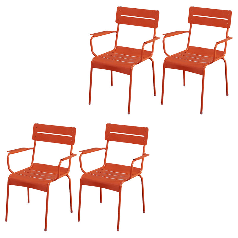 Modern Patio Dining Armchair Aluminum Open Back With Arm Outdoor Bistro Chairs