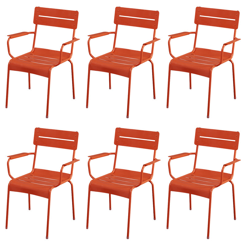 Modern Patio Dining Armchair Aluminum Open Back With Arm Outdoor Bistro Chairs