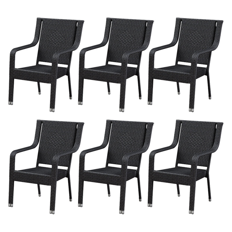 Tropical Rattan Patio Dining Armchair with Arm Dining Armchair