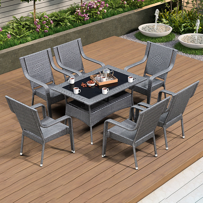 Tropical Rattan Patio Dining Armchair with Arm Dining Armchair