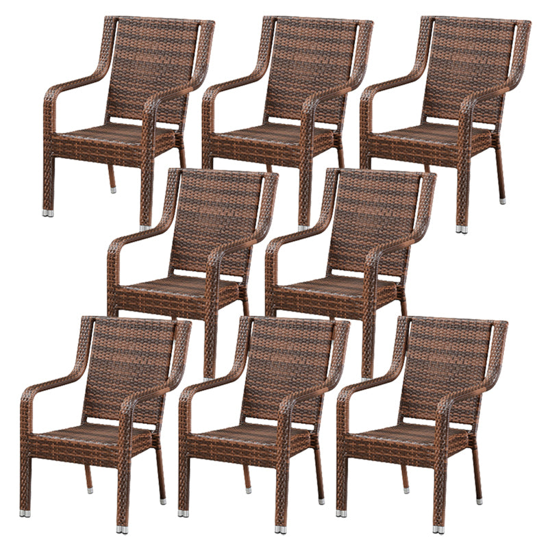 Tropical Rattan Patio Dining Armchair with Arm Dining Armchair