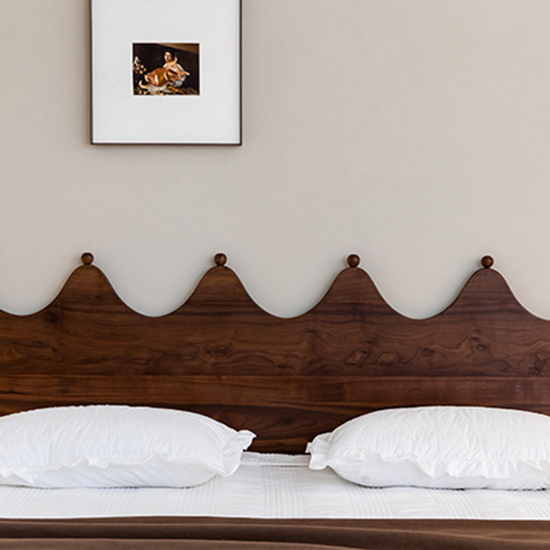 Mid-Century Modern Four Poster Bed Walnut Bed Frame with Headboard