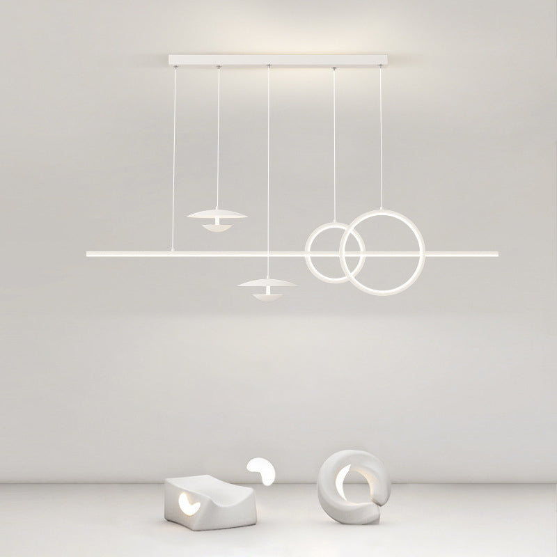White 5-Light Kitchen Island Lighting Modernism LED Shaded Ceiling Light