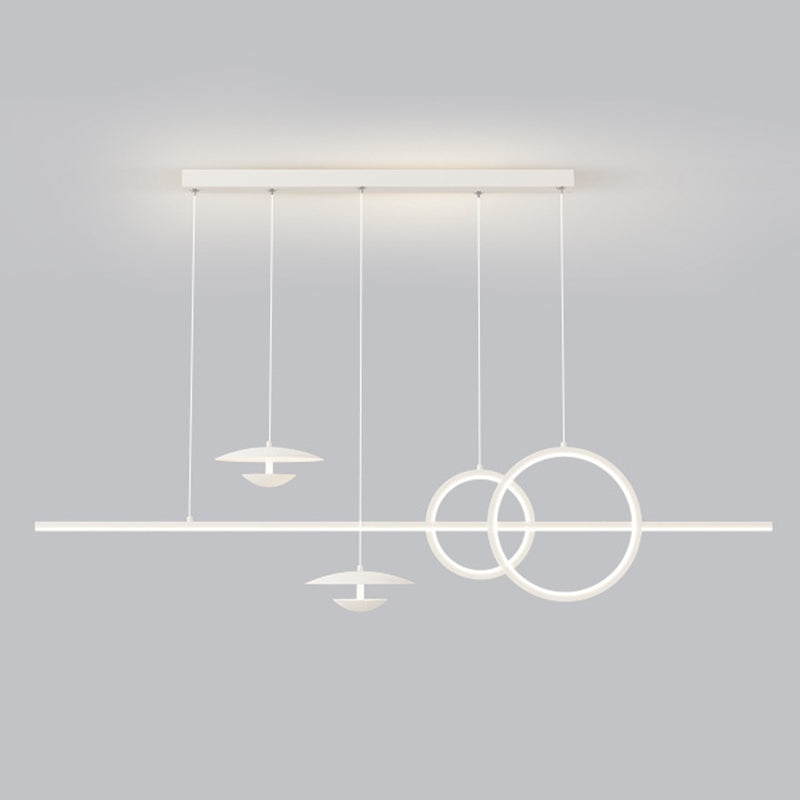 White 5-Light Kitchen Island Lighting Modernism LED Shaded Ceiling Light