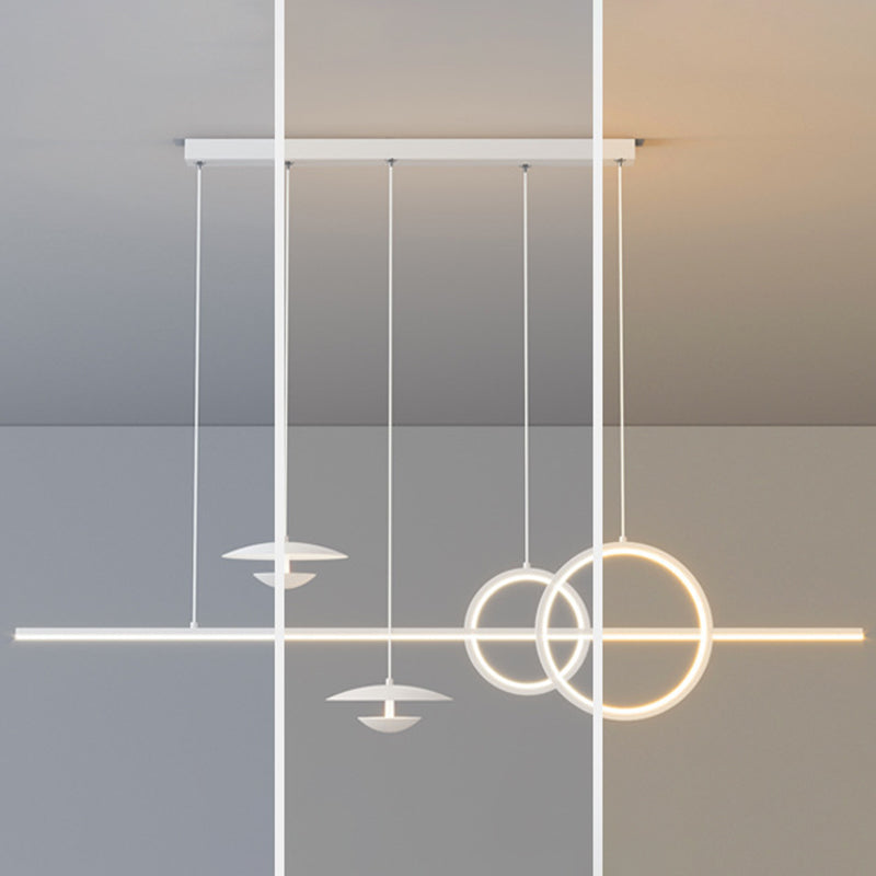 White 5-Light Kitchen Island Lighting Modernism LED Shaded Ceiling Light