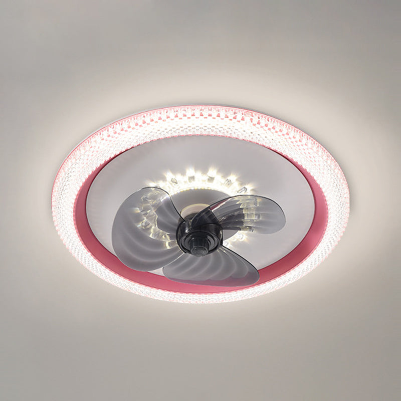 3-Blade Ceiling Fan Children Polish Finish LED Fan with Light for Foyer