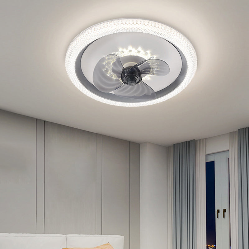 3-Blade Ceiling Fan Children Polish Finish LED Fan with Light for Foyer