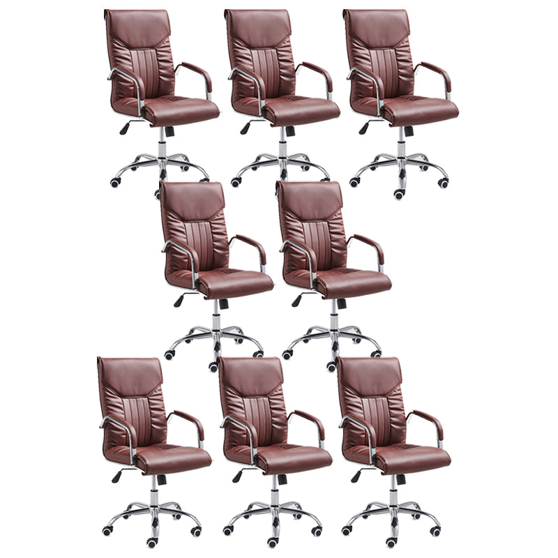 Adjustable Seat Height Office Chair Modern High Back Fixed Arm Chair with Wheels