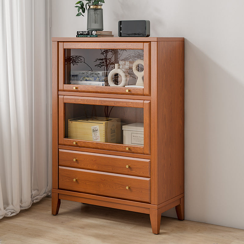 Modern Wood Bookcase Floating Doors Included Bookshelf with Shelves