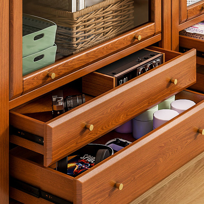 Modern Wood Bookcase Floating Doors Included Bookshelf with Shelves