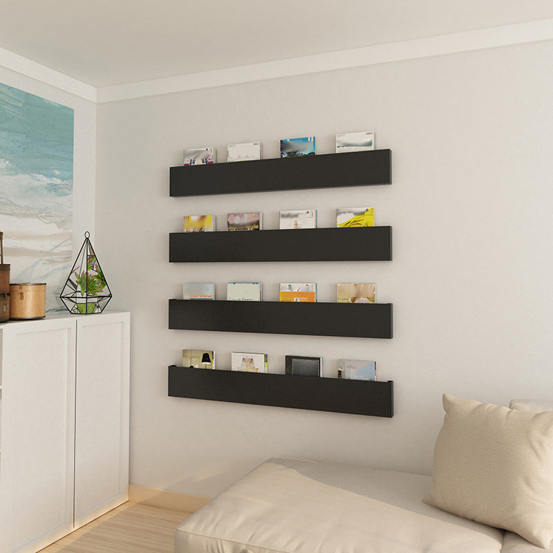 Closed Back Floating Bookshelf Contemporary Metal Bookcase with Shelves