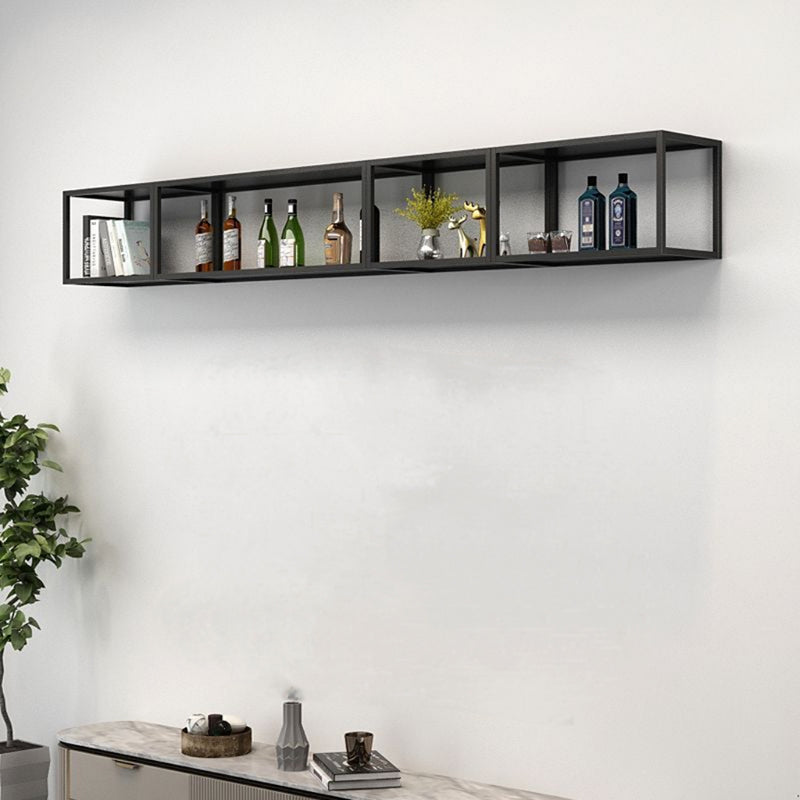 Closed Back Wall Mounted Bookshelf Metal Shelves Included Bookcase in Black