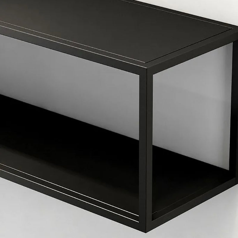 Closed Back Wall Mounted Bookshelf Metal Shelves Included Bookcase in Black