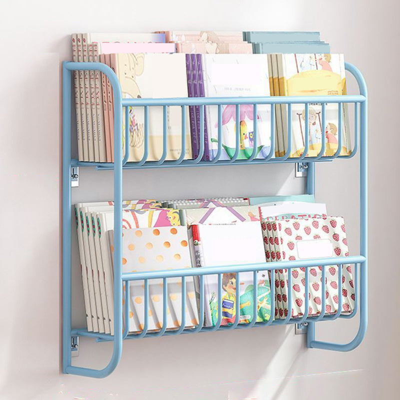 Metal Contemporary Bookshelf Floating Closed Back Bookcase with Shelves