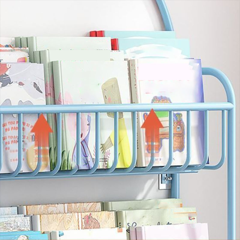 Metal Contemporary Bookshelf Floating Closed Back Bookcase with Shelves