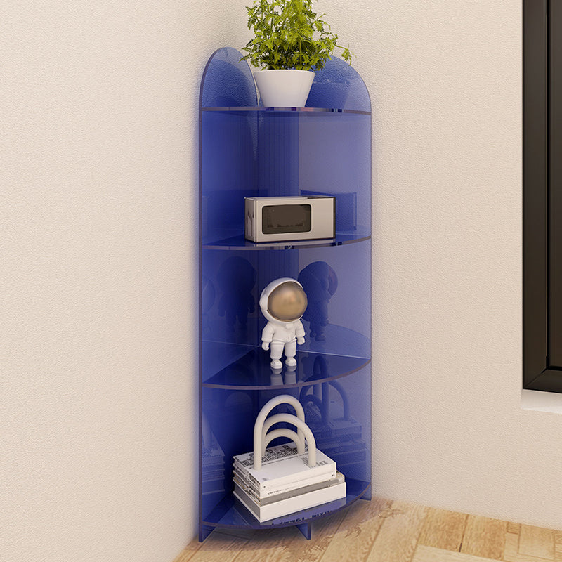 Modern Style Closed Back Bookshelf Corner Acrylic Bookcase with Triangle Shelves
