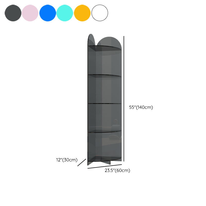 Modern Style Closed Back Bookshelf Corner Acrylic Bookcase with Triangle Shelves
