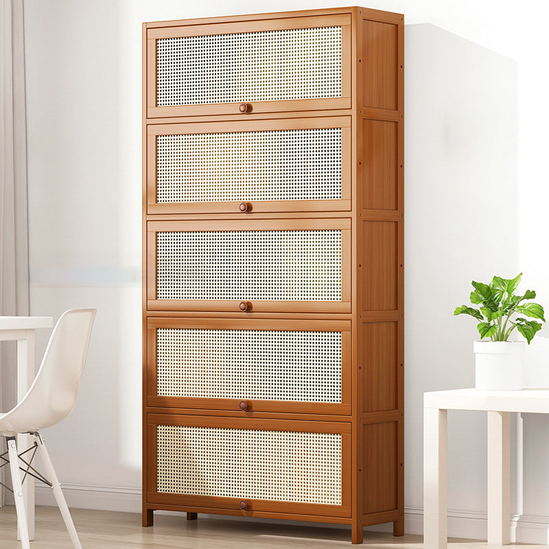 Bamboo Contemporary Bookshelf Standard Bookcase with Cabinets