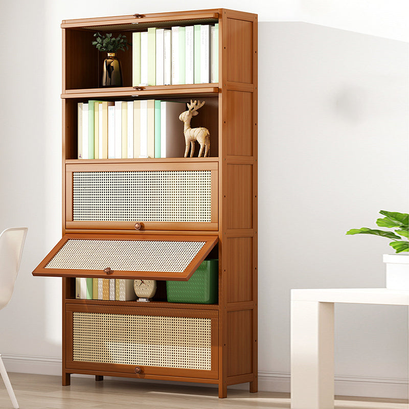 Bamboo Contemporary Bookshelf Standard Bookcase with Cabinets