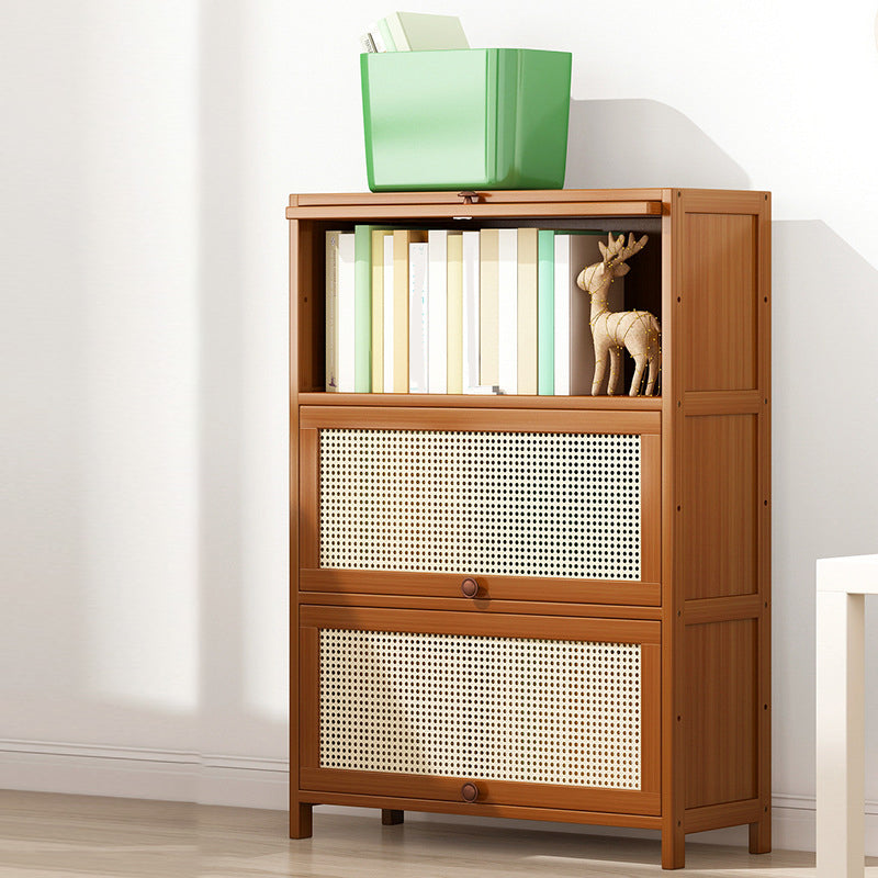 Bamboo Contemporary Bookshelf Standard Bookcase with Cabinets