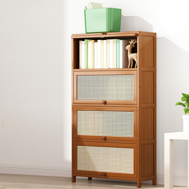 Bamboo Contemporary Bookshelf Standard Bookcase with Cabinets