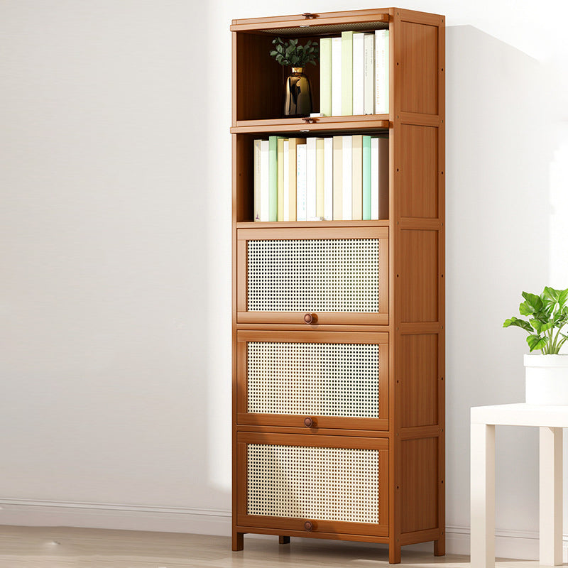 Bamboo Contemporary Bookshelf Standard Bookcase with Cabinets