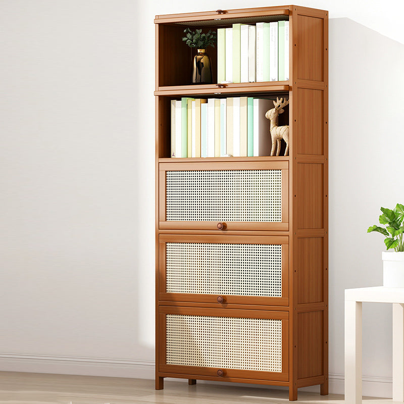Bamboo Contemporary Bookshelf Standard Bookcase with Cabinets