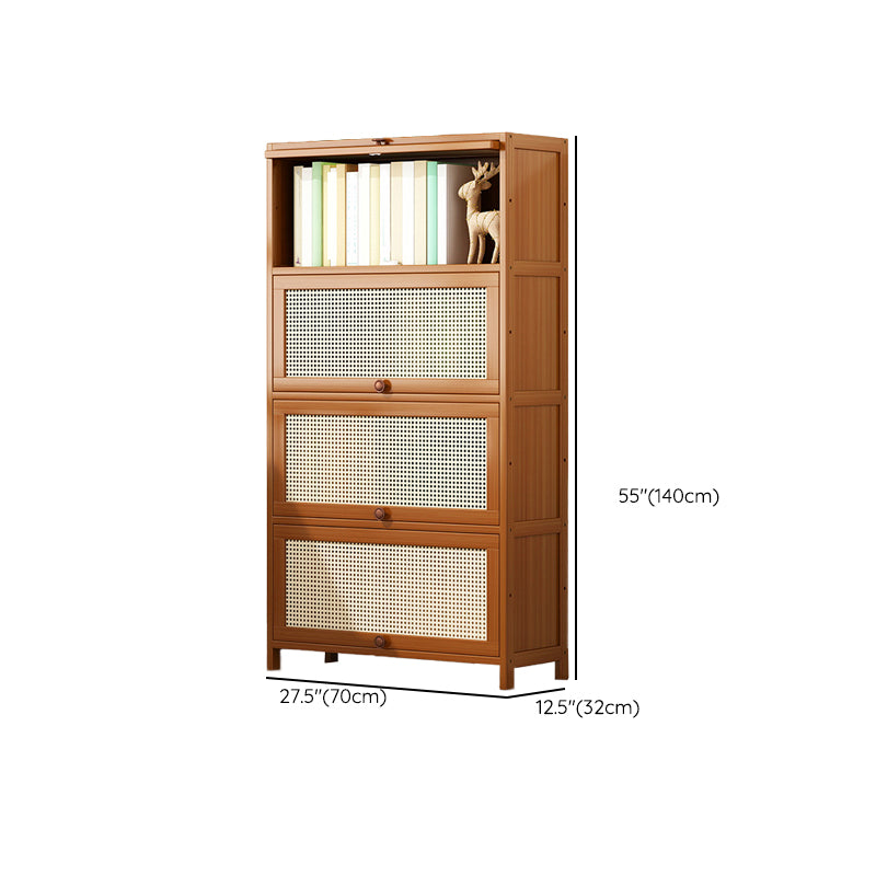Bamboo Contemporary Bookshelf Standard Bookcase with Cabinets