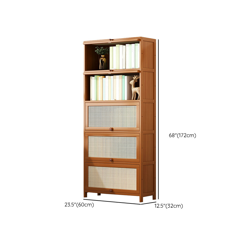 Bamboo Contemporary Bookshelf Standard Bookcase with Cabinets