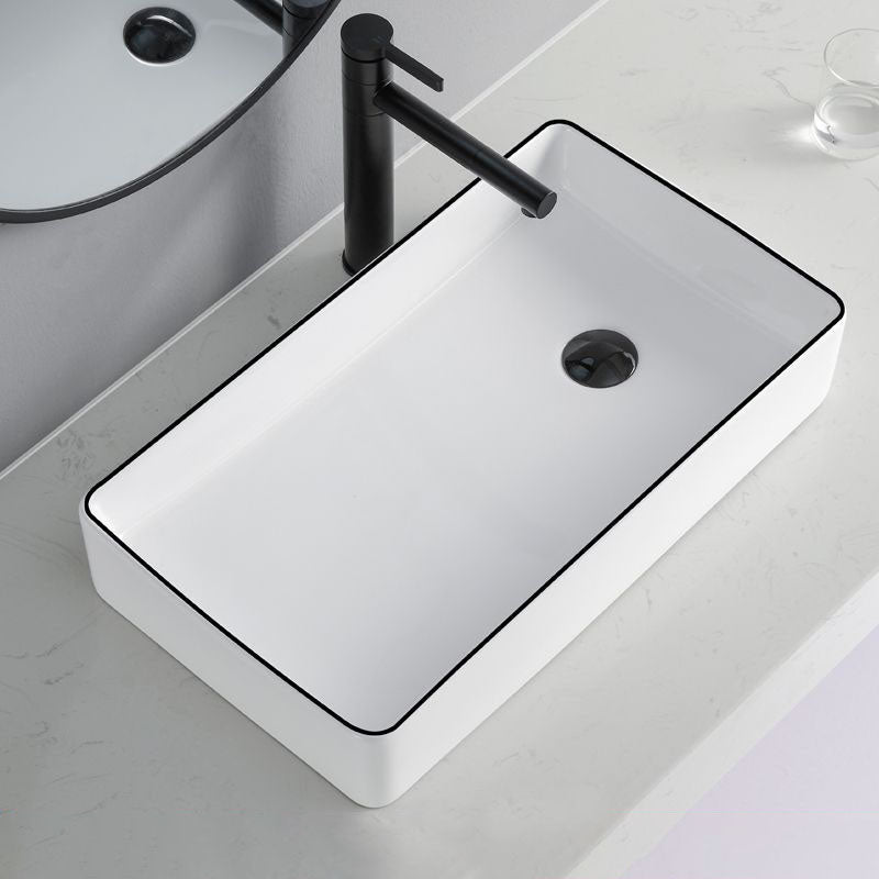 Rectangular Bathroom Sink Porcelain Trough Bathroom Sink(Not Included Faucets)