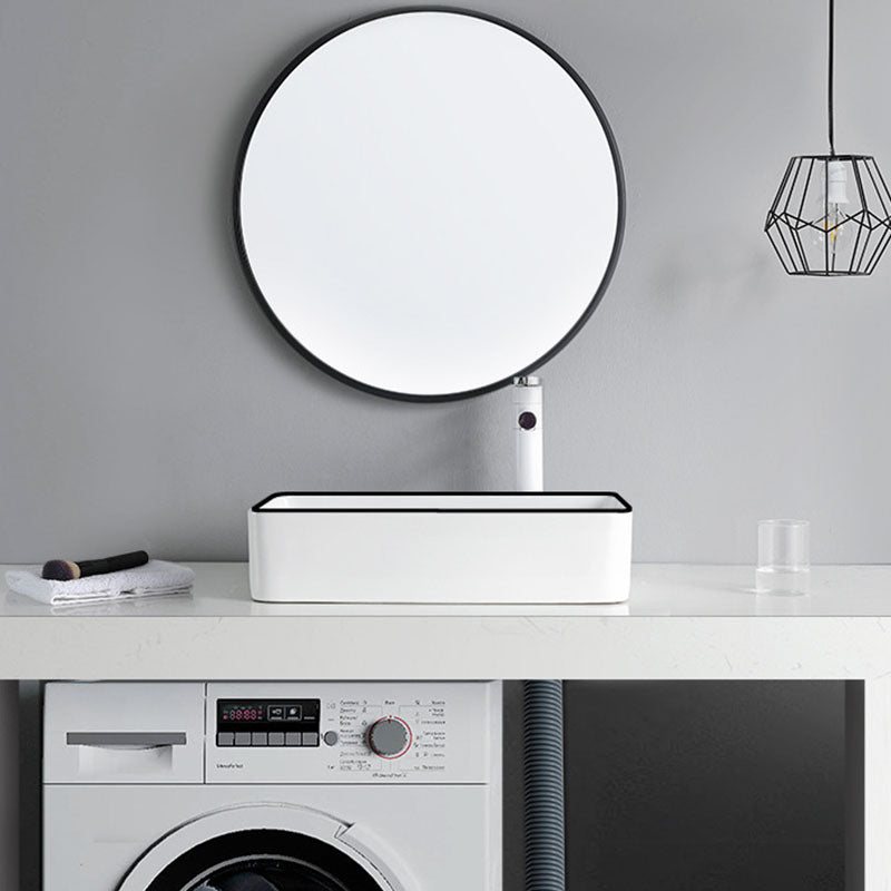 Rectangular Bathroom Sink Porcelain Trough Bathroom Sink(Not Included Faucets)