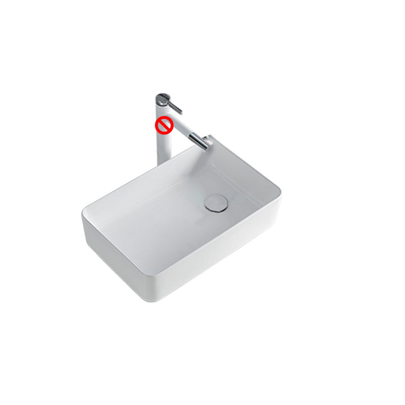 Rectangular Bathroom Sink Porcelain Trough Bathroom Sink(Not Included Faucets)