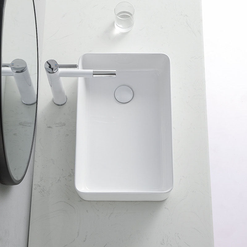 Rectangular Bathroom Sink Porcelain Trough Bathroom Sink(Not Included Faucets)