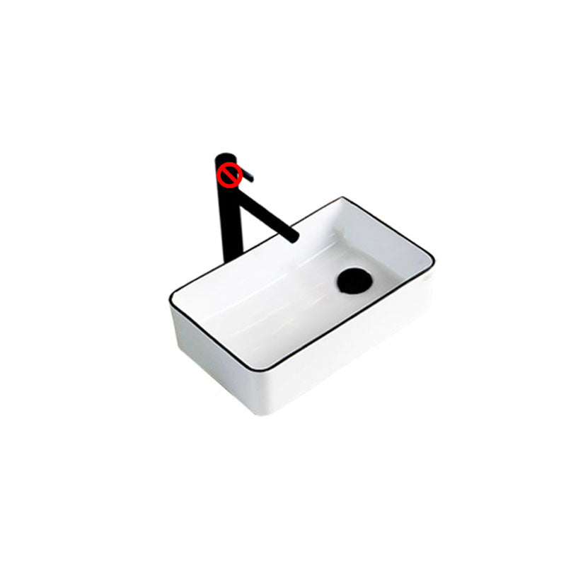 Rectangular Bathroom Sink Porcelain Trough Bathroom Sink(Not Included Faucets)