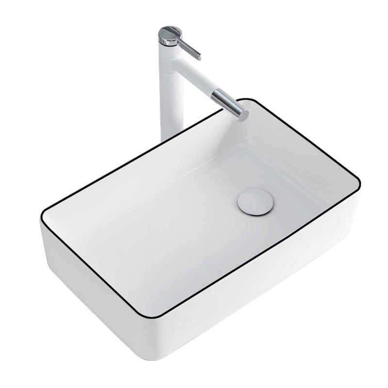 Rectangular Bathroom Sink Porcelain Trough Bathroom Sink(Not Included Faucets)