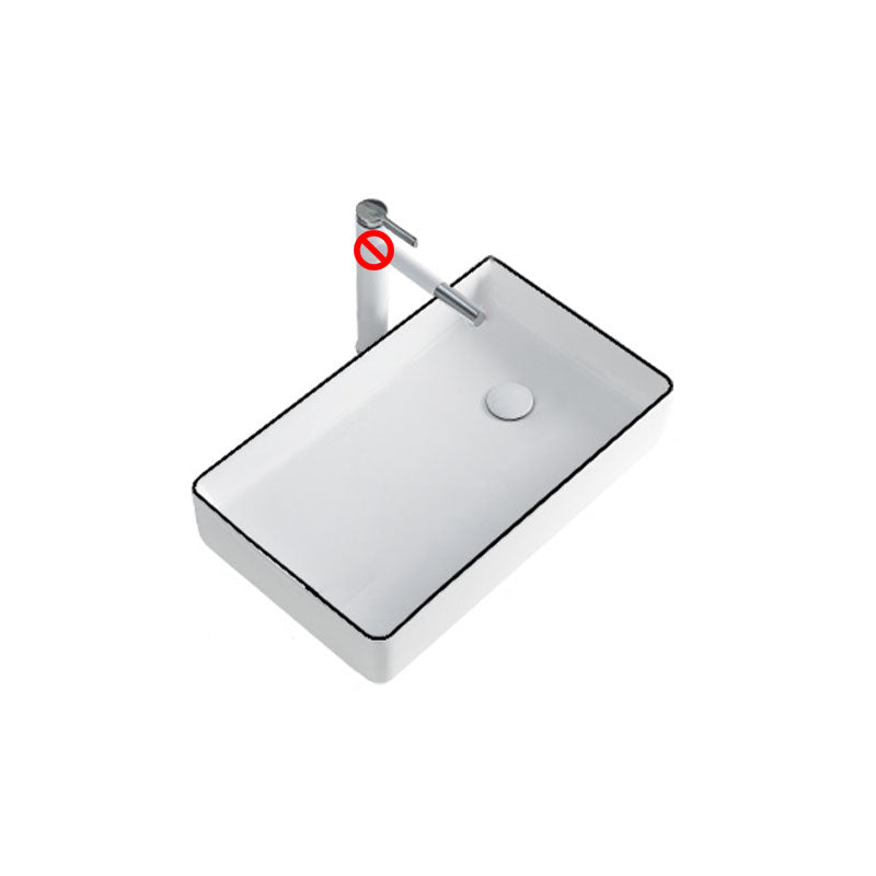 Rectangular Bathroom Sink Porcelain Trough Bathroom Sink(Not Included Faucets)