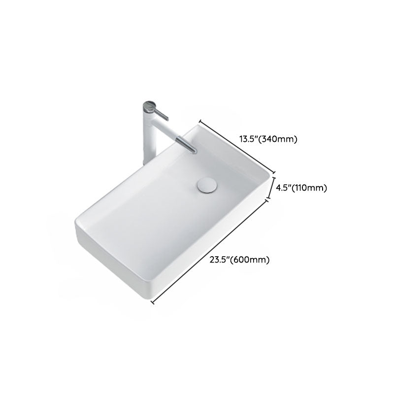 Rectangular Bathroom Sink Porcelain Trough Bathroom Sink(Not Included Faucets)