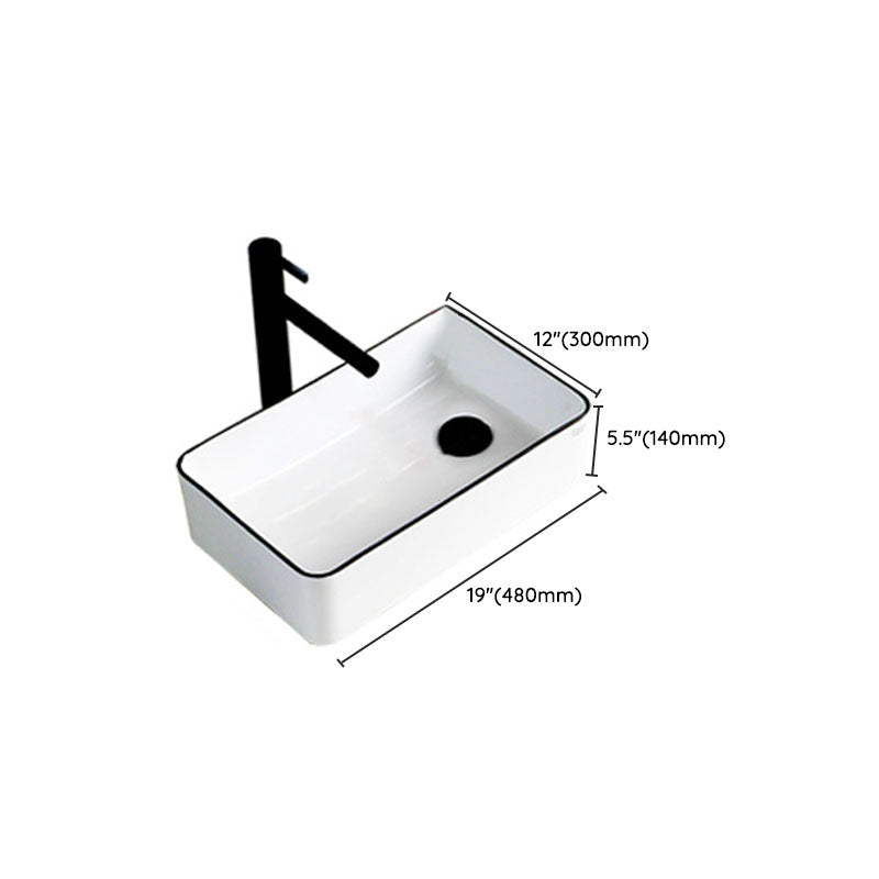 Rectangular Bathroom Sink Porcelain Trough Bathroom Sink(Not Included Faucets)