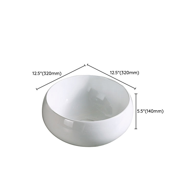 Modern Vessel Bathroom Sink Porcelain with Pop-Up Drain Vessel Sink without Faucet