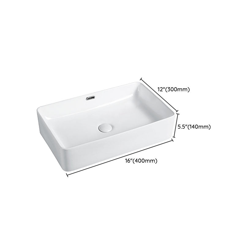 Modern Vessel Bathroom Sink Porcelain with Pop-Up Drain Vessel Sink without Faucet
