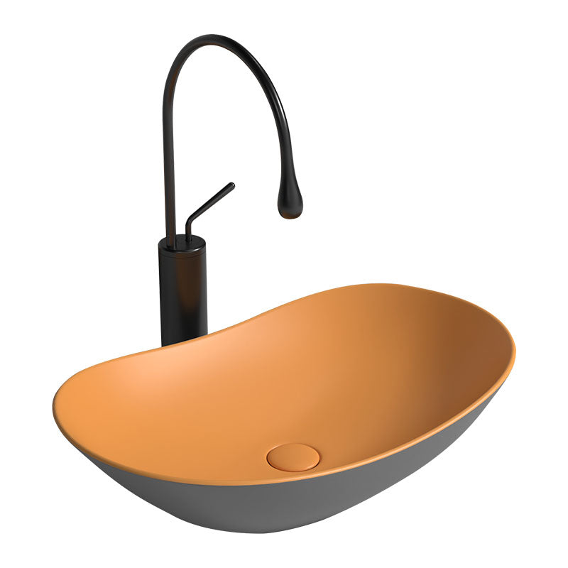 Oval Porcelain Vessel Sink Modern Style Vessel Lavatory Sink with No Craftsmanship