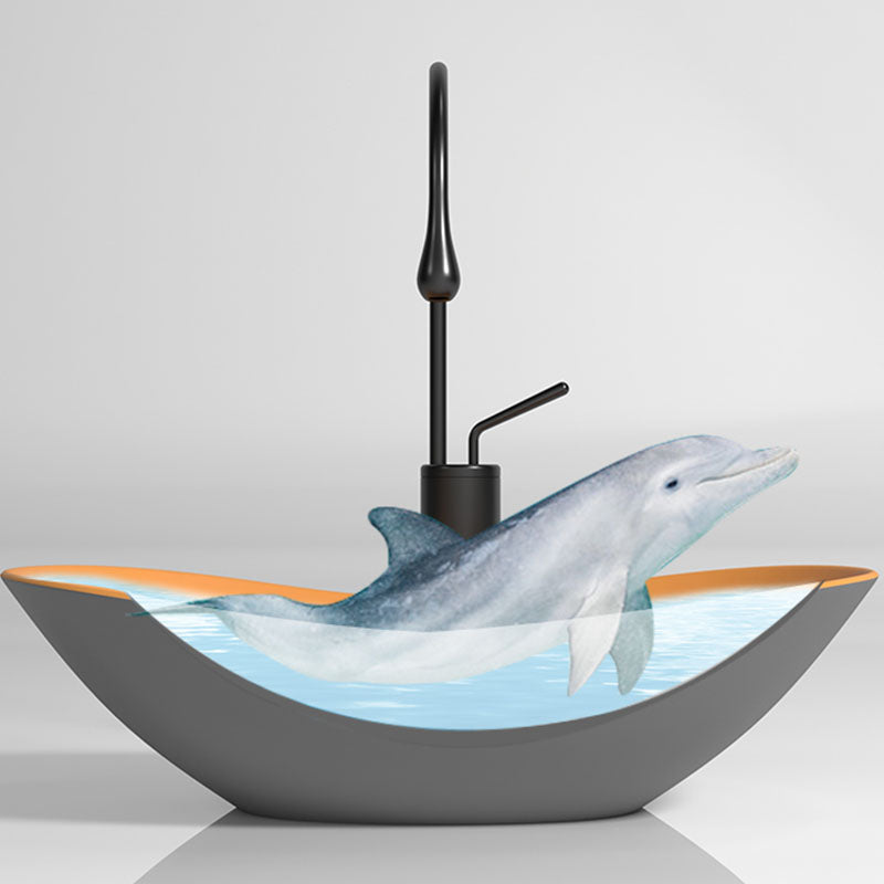 Oval Porcelain Vessel Sink Modern Style Vessel Lavatory Sink with No Craftsmanship