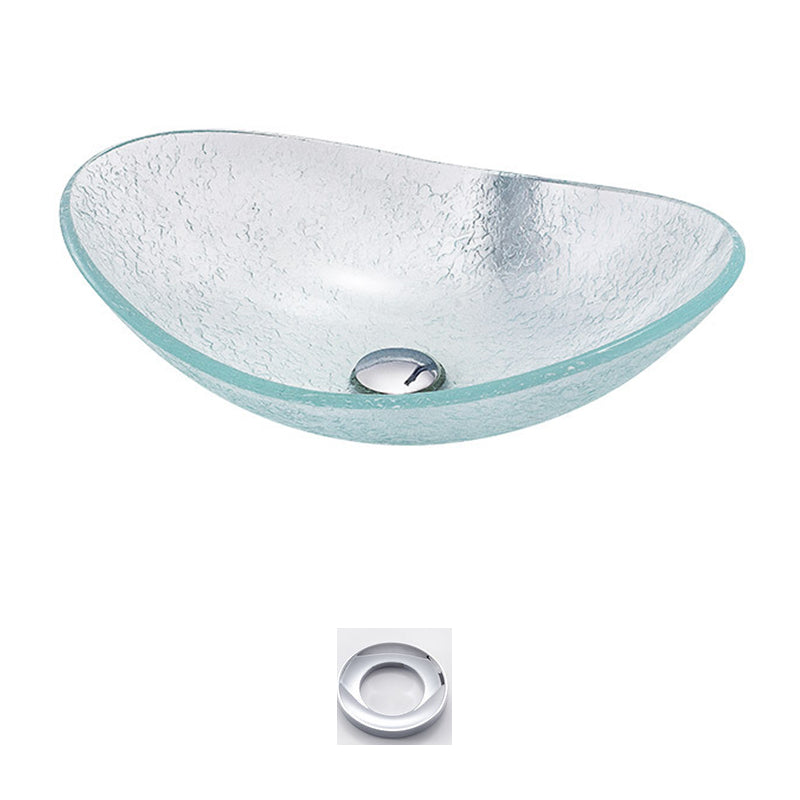 Contemporary Vessel Oval Glass with Pop-Up Drain Vessel Lavatory Sink