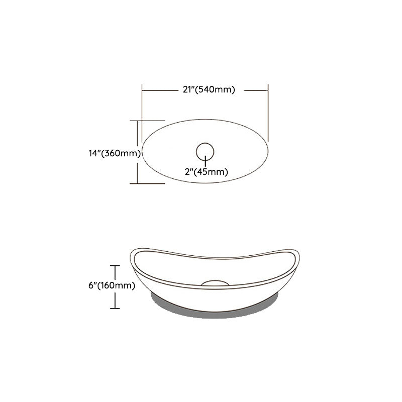 Contemporary Vessel Oval Glass with Pop-Up Drain Vessel Lavatory Sink