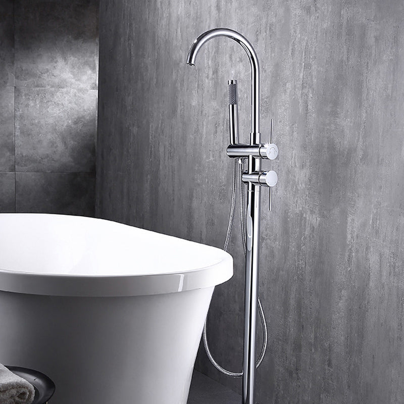 Traditional Floor Mounted Metal Freestanding Tub Filler Swivel Freestanding Faucet