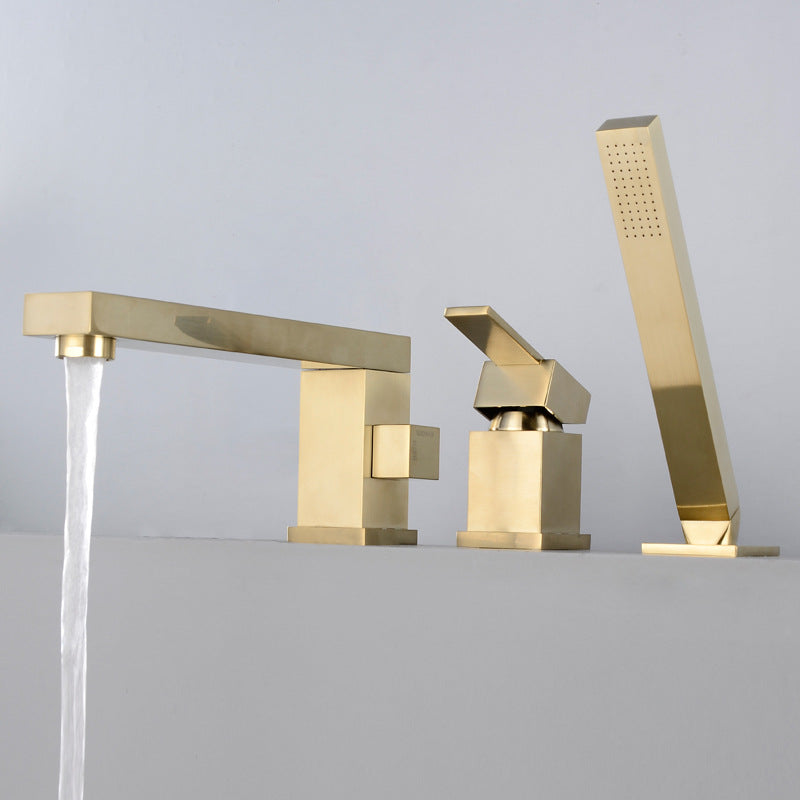 Modern Deck Mounted Low Arc Roman Tub Faucet Copper Roman Tub Faucet Set
