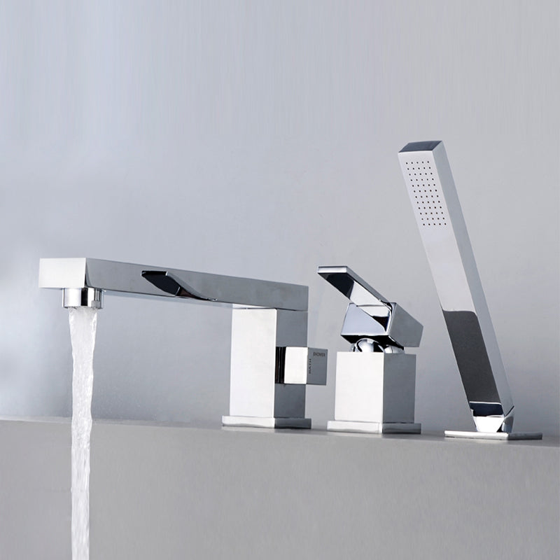 Modern Deck Mounted Low Arc Roman Tub Faucet Copper Roman Tub Faucet Set