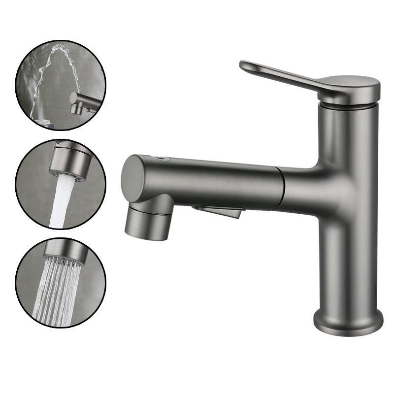 Pull-out Bathroom Sink Faucet Brass Contemporary Faucet with Water Hose