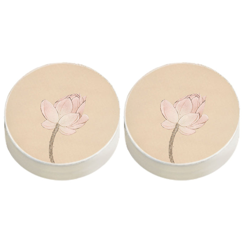 Modern Pouf Ottoman Cotton Upholstered Flower Printed Round Ottoman