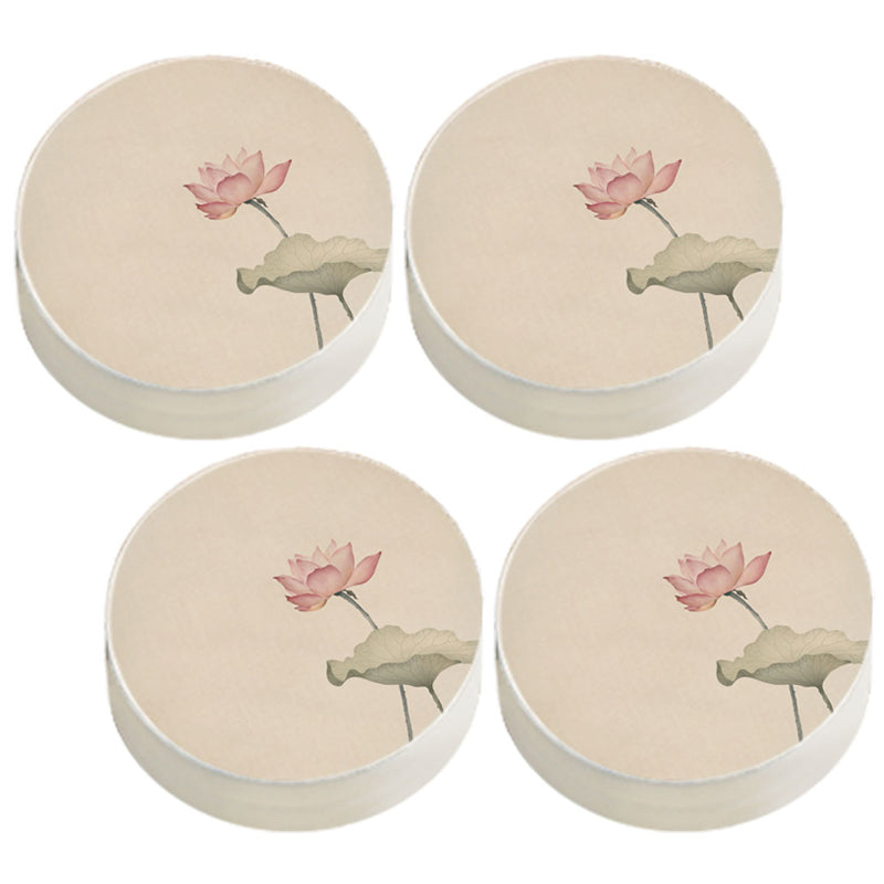 Modern Pouf Ottoman Cotton Upholstered Flower Printed Round Ottoman